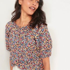 Old Navy Floral Puff Sleeve Babydoll Top